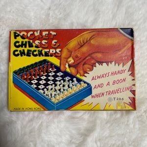 Pocket cheese & checkers vintage game